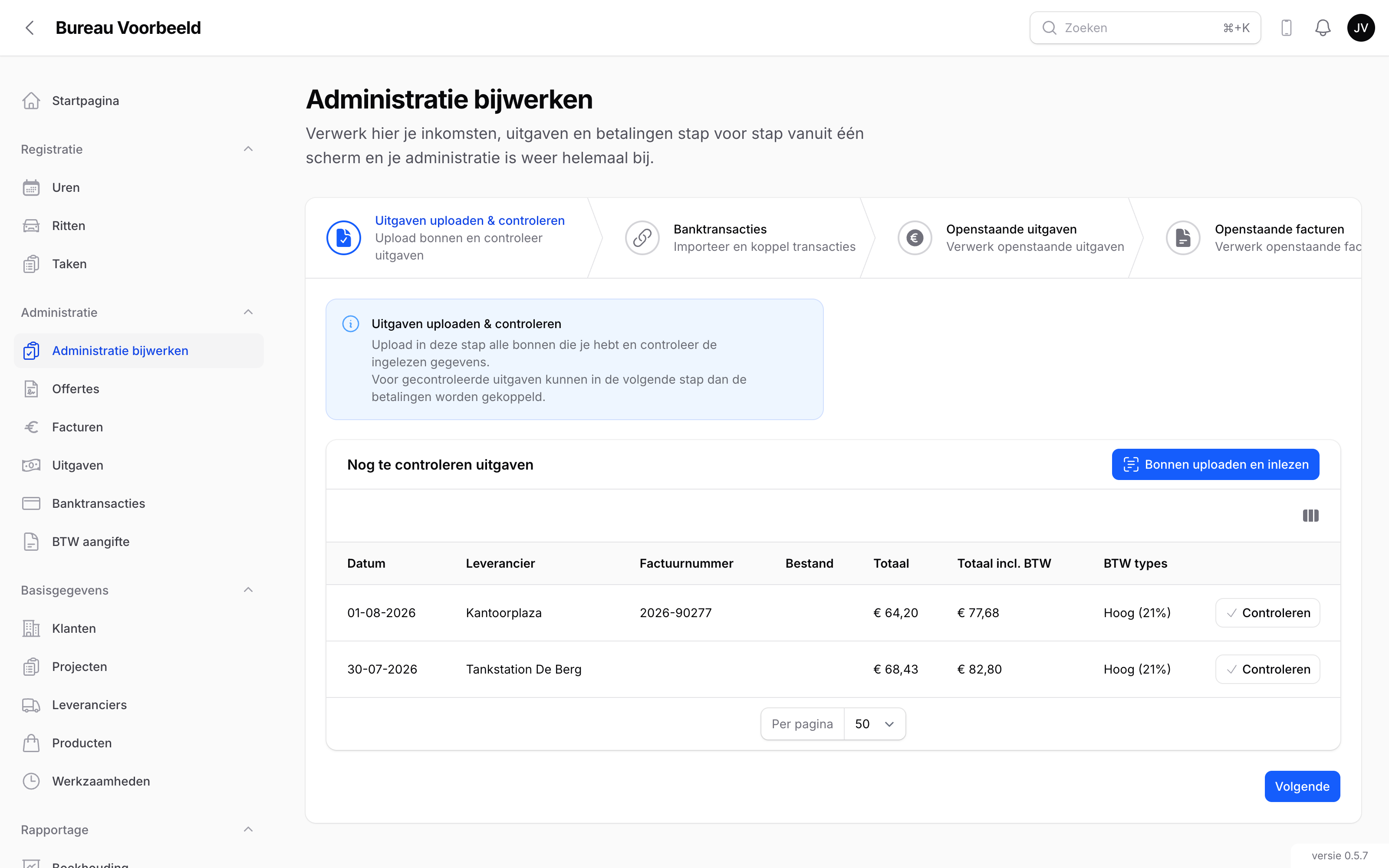 De stap-voor-stap wizard van Administratie bijwerken
